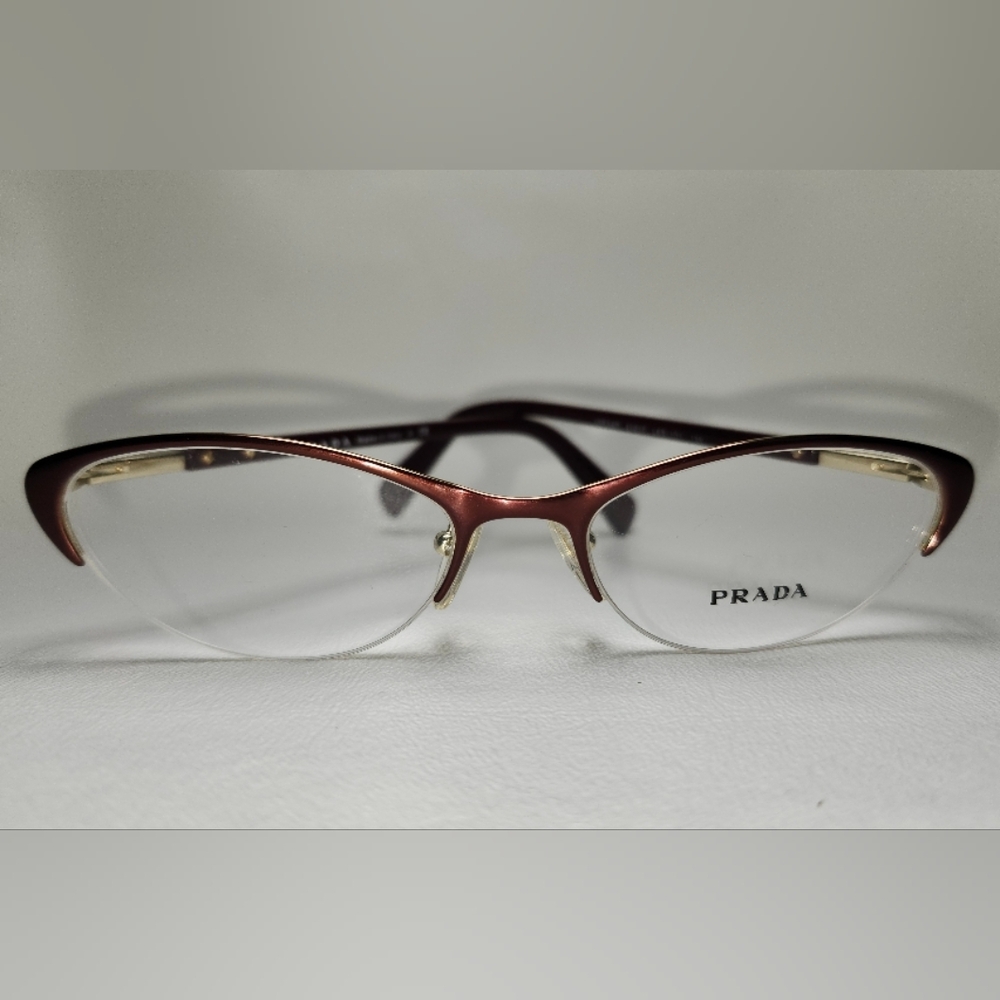 Prada Red Semi-Rimless Eyeglasses